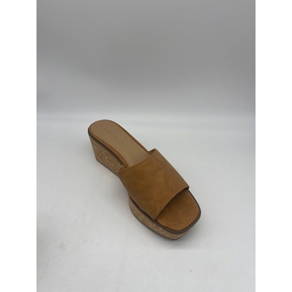 Sun + Stone Charlotte Women Tan Open-Toe Slip-On Wedge Shoe Size 8.5 - Picture 3 of 11